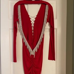 Red Dress with Swarovski Crystals. Only worn once for NYE